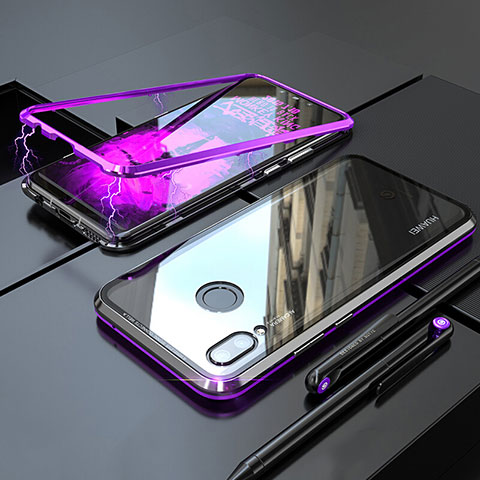 Handyhülle Hülle Luxus Aluminium Metall Rahmen Spiegel 360 Grad Tasche M01 für Huawei Nova 3i Violett