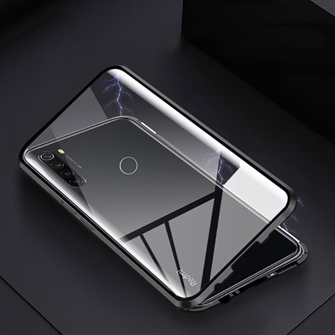Handyhülle Hülle Luxus Aluminium Metall Rahmen Spiegel 360 Grad Tasche M01 für Xiaomi Redmi Note 8 Schwarz