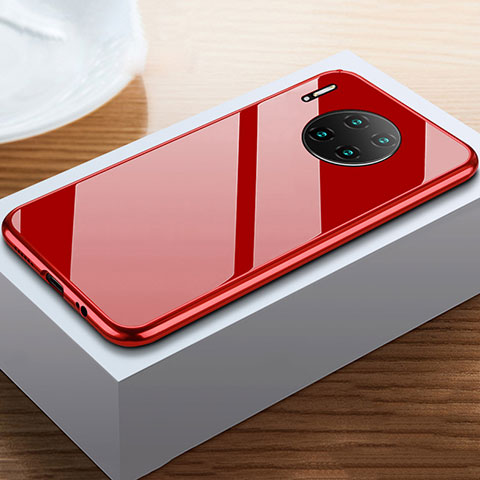 Handyhülle Hülle Luxus Aluminium Metall Rahmen Spiegel 360 Grad Tasche M02 für Huawei Mate 30 5G Rot