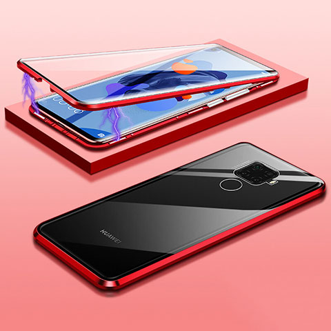 Handyhülle Hülle Luxus Aluminium Metall Rahmen Spiegel 360 Grad Tasche M03 für Huawei Mate 30 Lite Rot
