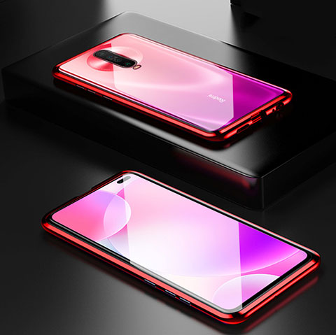 Handyhülle Hülle Luxus Aluminium Metall Rahmen Spiegel 360 Grad Tasche M05 für Xiaomi Redmi K30 5G Rot