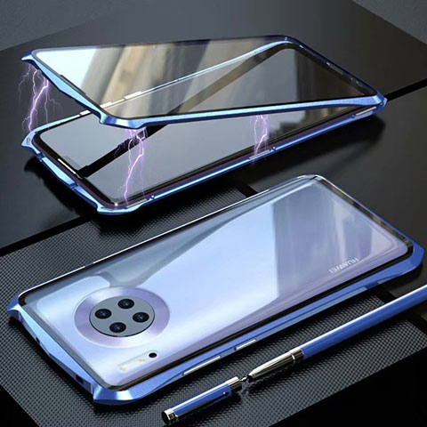 Handyhülle Hülle Luxus Aluminium Metall Rahmen Spiegel 360 Grad Tasche M06 für Huawei Mate 30 Pro 5G Blau