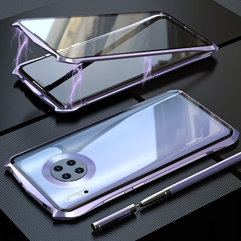 Handyhülle Hülle Luxus Aluminium Metall Rahmen Spiegel 360 Grad Tasche M08 für Huawei Mate 30 Pro Violett
