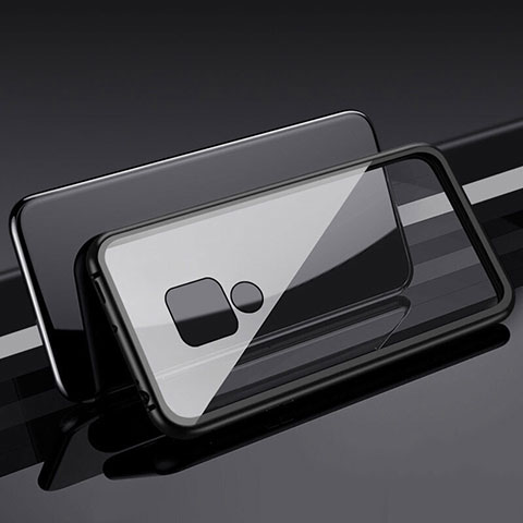 Handyhülle Hülle Luxus Aluminium Metall Rahmen Spiegel 360 Grad Tasche T01 für Huawei Mate 20 Schwarz