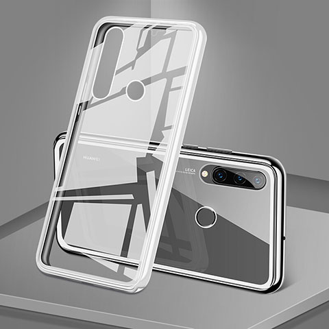Handyhülle Hülle Luxus Aluminium Metall Rahmen Spiegel 360 Grad Tasche T02 für Huawei P30 Lite New Edition Weiß