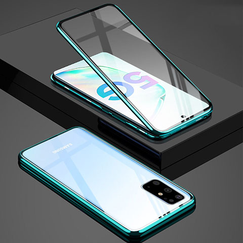 Handyhülle Hülle Luxus Aluminium Metall Rahmen Spiegel 360 Grad Tasche T02 für Samsung Galaxy S20 Plus 5G Grün