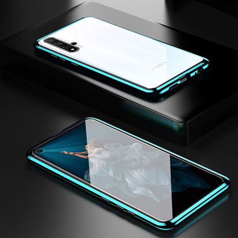 Handyhülle Hülle Luxus Aluminium Metall Rahmen Spiegel 360 Grad Tasche T03 für Huawei Honor 20 Grün