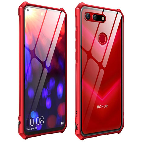 Handyhülle Hülle Luxus Aluminium Metall Rahmen Spiegel 360 Grad Tasche T03 für Huawei Honor View 20 Rot