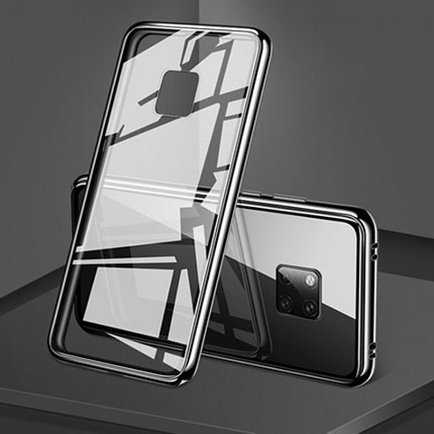 Handyhülle Hülle Luxus Aluminium Metall Rahmen Spiegel 360 Grad Tasche T06 für Huawei Mate 20 Pro Schwarz