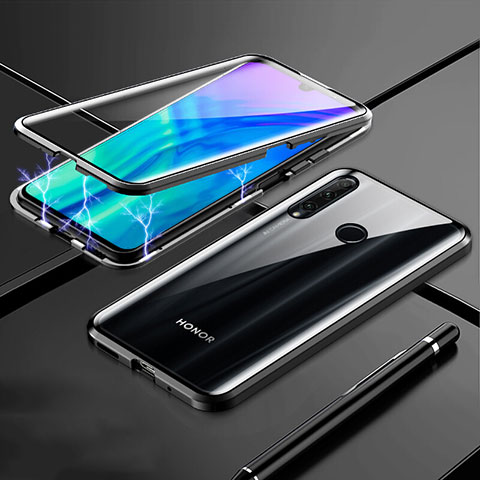 Handyhülle Hülle Luxus Aluminium Metall Rahmen Spiegel 360 Grad Tasche T07 für Huawei Honor 20 Lite Schwarz