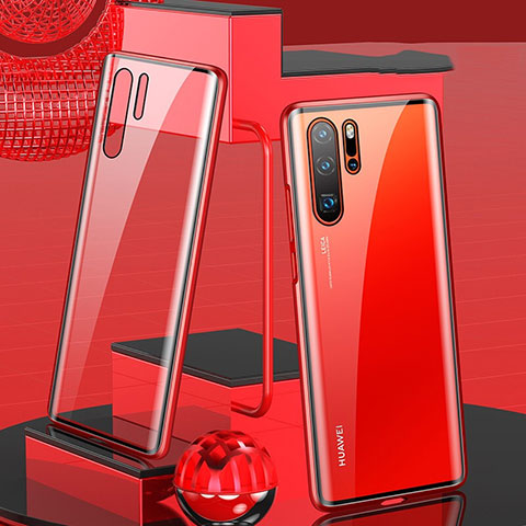 Handyhülle Hülle Luxus Aluminium Metall Rahmen Spiegel 360 Grad Tasche T07 für Huawei P30 Pro Rot