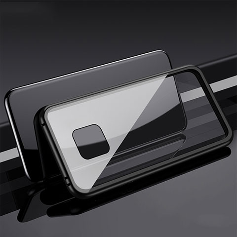 Handyhülle Hülle Luxus Aluminium Metall Rahmen Spiegel 360 Grad Tasche T08 für Huawei Mate 20 Pro Schwarz