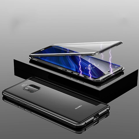 Handyhülle Hülle Luxus Aluminium Metall Rahmen Spiegel 360 Grad Tasche T14 für Huawei Mate 20 Pro Schwarz