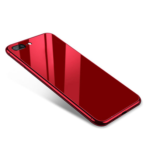 Handyhülle Hülle Luxus Aluminium Metall Rahmen Spiegel Tasche für Apple iPhone 8 Plus Rot