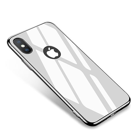 Handyhülle Hülle Luxus Aluminium Metall Rahmen Spiegel Tasche für Apple iPhone Xs Max Weiß