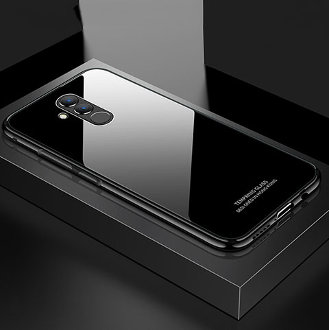 Handyhülle Hülle Luxus Aluminium Metall Rahmen Spiegel Tasche M02 für Huawei Mate 20 Lite Schwarz