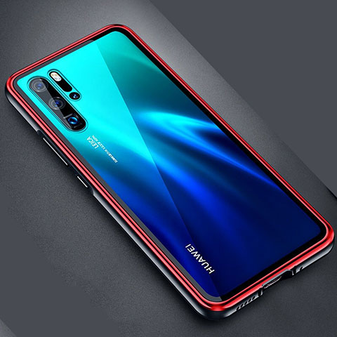 Handyhülle Hülle Luxus Aluminium Metall Rahmen Spiegel Tasche M04 für Huawei P30 Pro New Edition Rot