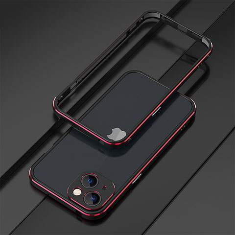 Handyhülle Hülle Luxus Aluminium Metall Rahmen Tasche A01 für Apple iPhone 13 Mini Rot und Schwarz