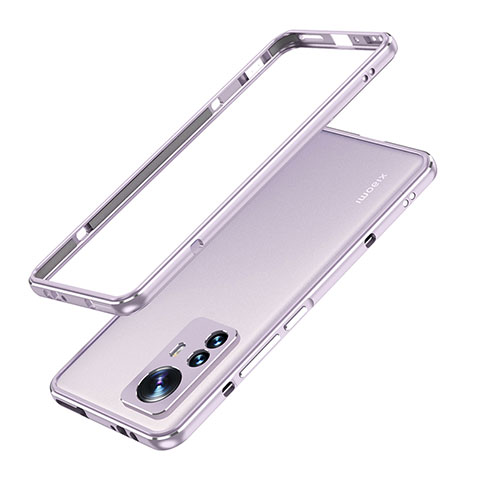Handyhülle Hülle Luxus Aluminium Metall Rahmen Tasche A01 für Xiaomi Mi 12S 5G Helles Lila