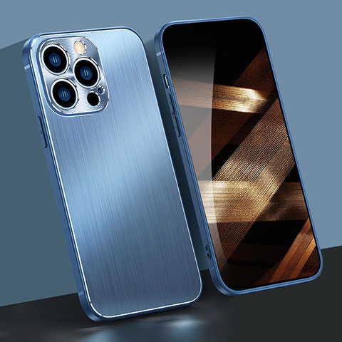 Handyhülle Hülle Luxus Aluminium Metall Rahmen Tasche A05 für Apple iPhone 14 Pro Max Blau