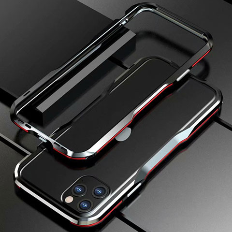 Handyhülle Hülle Luxus Aluminium Metall Rahmen Tasche für Apple iPhone 11 Pro Max Rot und Schwarz