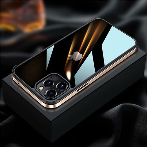 Handyhülle Hülle Luxus Aluminium Metall Rahmen Tasche für Apple iPhone 12 Pro Max Gold