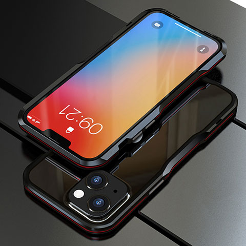 Handyhülle Hülle Luxus Aluminium Metall Rahmen Tasche für Apple iPhone 13 Mini Rot und Schwarz