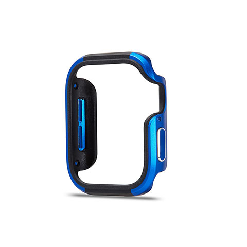 Handyhülle Hülle Luxus Aluminium Metall Rahmen Tasche für Apple iWatch 5 40mm Blau und Schwarz