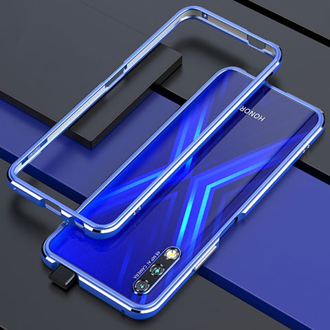 Handyhülle Hülle Luxus Aluminium Metall Rahmen Tasche für Huawei Honor 9X Blau