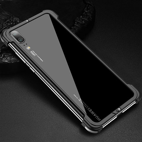 Handyhülle Hülle Luxus Aluminium Metall Rahmen Tasche für Huawei P20 Schwarz