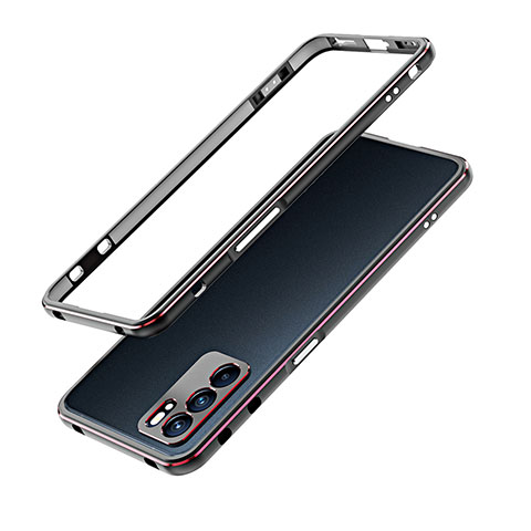 Handyhülle Hülle Luxus Aluminium Metall Rahmen Tasche für Oppo Reno6 5G Rot und Schwarz