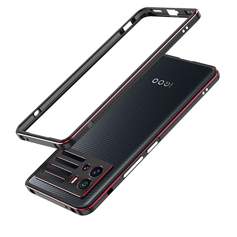 Handyhülle Hülle Luxus Aluminium Metall Rahmen Tasche für Vivo iQOO 9 Pro 5G Rot und Schwarz