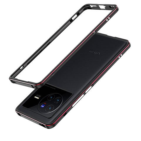 Handyhülle Hülle Luxus Aluminium Metall Rahmen Tasche JZ1 für Vivo X80 5G Rot und Schwarz