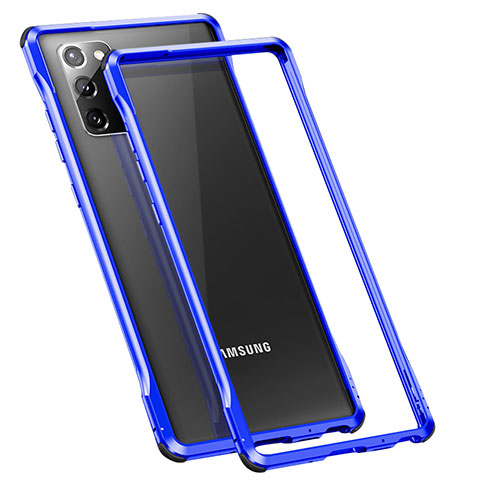 Handyhülle Hülle Luxus Aluminium Metall Rahmen Tasche N01 für Samsung Galaxy Note 20 5G Blau