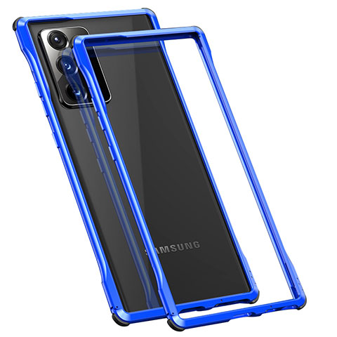 Handyhülle Hülle Luxus Aluminium Metall Rahmen Tasche N01 für Samsung Galaxy Note 20 Ultra 5G Blau