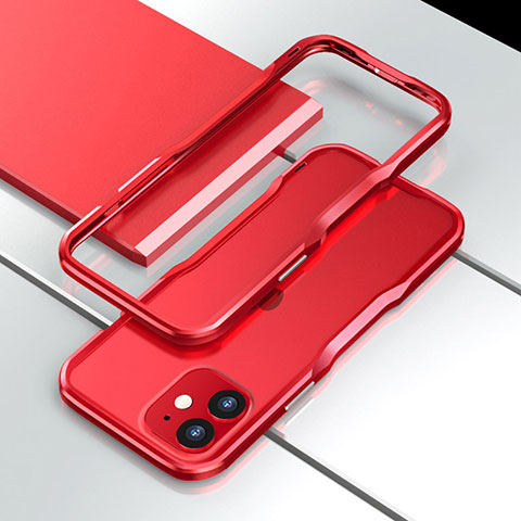 Handyhülle Hülle Luxus Aluminium Metall Rahmen Tasche N02 für Apple iPhone 12 Mini Rot