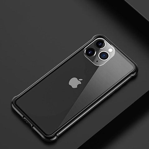 Handyhülle Hülle Luxus Aluminium Metall Rahmen Tasche T01 für Apple iPhone 11 Pro Schwarz
