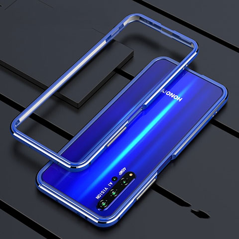 Handyhülle Hülle Luxus Aluminium Metall Rahmen Tasche T01 für Huawei Nova 5T Blau