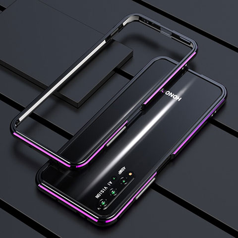 Handyhülle Hülle Luxus Aluminium Metall Rahmen Tasche T01 für Huawei Nova 5T Violett