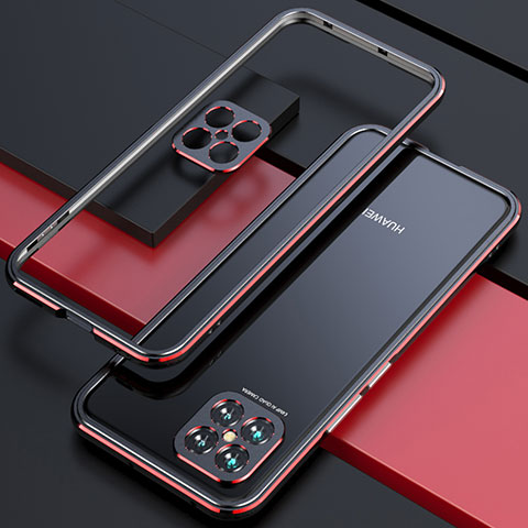 Handyhülle Hülle Luxus Aluminium Metall Rahmen Tasche T01 für Huawei Nova 8 SE 5G Rot und Schwarz