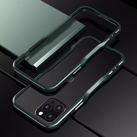 Handyhülle Hülle Luxus Aluminium Metall Rahmen Tasche T03 für Apple iPhone 12 Pro Nachtgrün