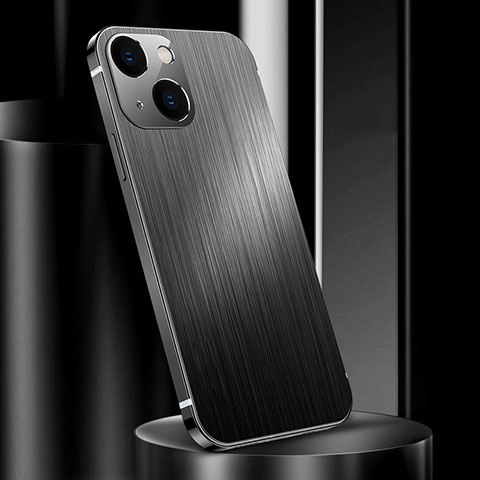 Handyhülle Hülle Luxus Aluminium Metall Tasche für Apple iPhone 14 Schwarz