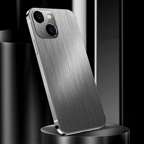 Handyhülle Hülle Luxus Aluminium Metall Tasche für Apple iPhone 14 Silber