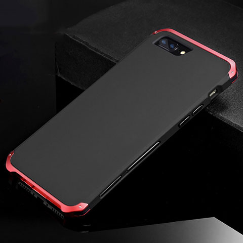 Handyhülle Hülle Luxus Aluminium Metall Tasche für Apple iPhone 8 Plus Rot und Schwarz