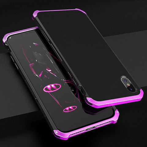Handyhülle Hülle Luxus Aluminium Metall Tasche für Apple iPhone Xs Max Violett