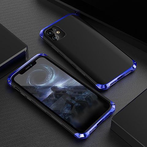Handyhülle Hülle Luxus Aluminium Metall Tasche M01 für Apple iPhone 11 Blau