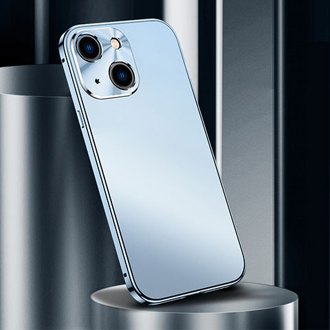 Handyhülle Hülle Luxus Aluminium Metall Tasche M02 für Apple iPhone 14 Blau