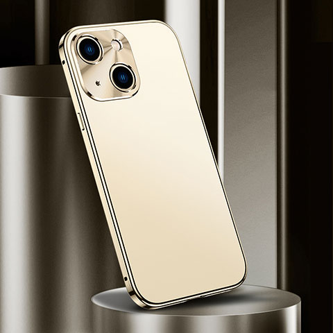 Handyhülle Hülle Luxus Aluminium Metall Tasche M02 für Apple iPhone 14 Plus Gold