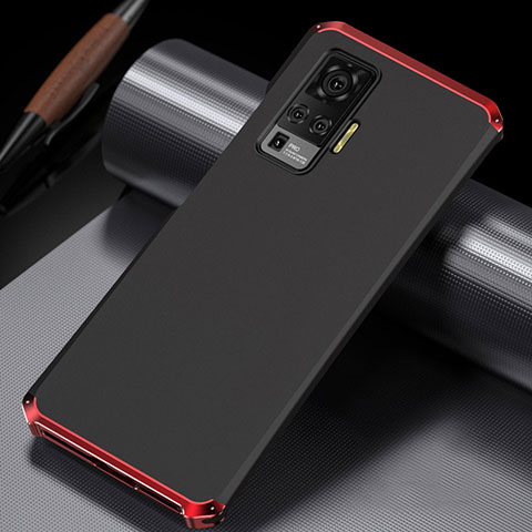 Handyhülle Hülle Luxus Aluminium Metall Tasche M02 für Vivo X50 Pro 5G Rot und Schwarz