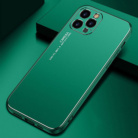 Handyhülle Hülle Luxus Aluminium Metall Tasche M04 für Apple iPhone 15 Pro Grün